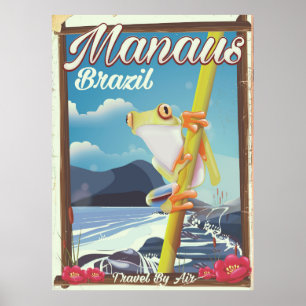 Póster Cartel de viaje vintage de Manaus Brasil