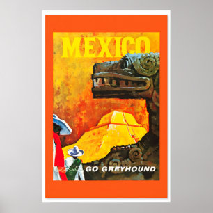 Póster Cartel de viaje vintage de México años 60 Clásico