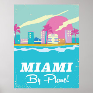 Póster Cartel de viaje vintage de Miami de los años 80