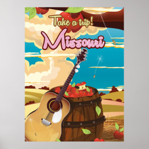 Póster Cartel de viaje vintage de Missouri de dibujos ani