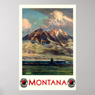 Póster Cartel de viaje vintage de Montana Estados Unidos