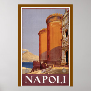Póster Cartel de viaje vintage de Nápoles, Italia