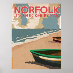 Póster Cartel de viaje vintage de Norfolk, Inglaterra