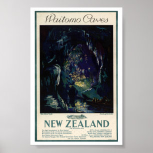 Póster Cartel de viaje vintage de Nueva Zelanda