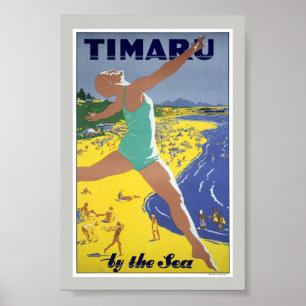 Póster Cartel de viaje vintage de Nueva Zelanda