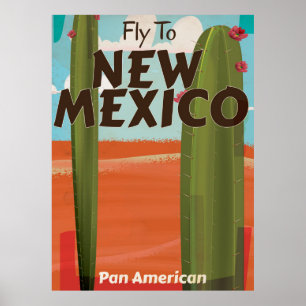 Póster Cartel de viaje vintage de Nuevo México, EE. UU.