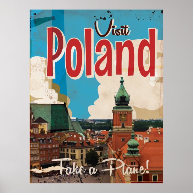 Póster Cartel de viaje vintage de Polonia (Frente)
