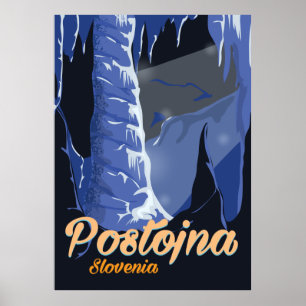 Póster Cartel de viaje vintage de Postojna Eslovenia