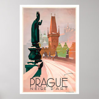 Póster Cartel de viaje vintage de Praga República Checa