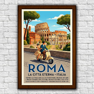 Póster Cartel de viaje vintage de Roma, Italia de los año