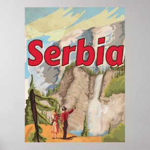 Póster Cartel de viaje vintage de Serbia