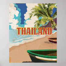 Cartel de viaje vintage de Tailandia