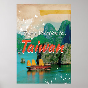 Póster Cartel de viaje vintage de Taiwán