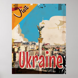 Póster Cartel de viaje vintage de Ucrania