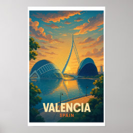 Póster Cartel de viaje vintage de Valencia España - Ciuda