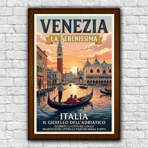 Póster Cartel de viaje vintage de Venecia, Italia, años 6