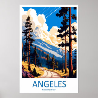 Póster Cartel de viaje vintage del Bosque Nacional Angele