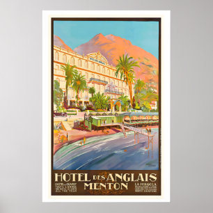Póster Cartel de viaje vintage del Hotel des Anglais Ment