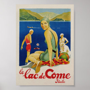 Póster Cartel de viaje vintage del lago de Como Italia