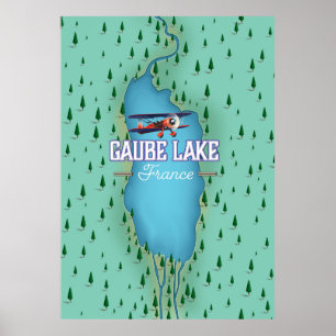 Póster Cartel de viaje vintage del lago Gaube Francia