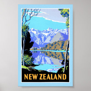 Póster Cartel de viaje vintage del lago Matheson de Nueva