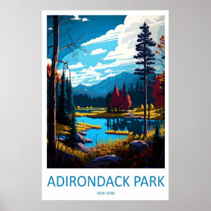 Póster Cartel de viaje vintage del parque Adirondack Esqu