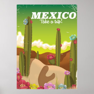 Póster cartel de viaje vintage desierto de México