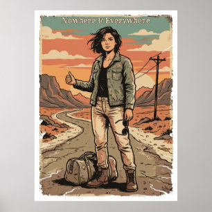 Póster Cartel de viaje vintage estético de En ninguna par