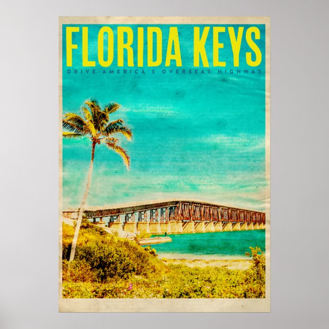 Póster Cartel de viaje Vintage Florida Keys (Frente)