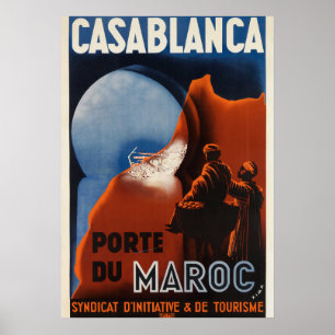 Póster Cartel de viaje vintage francés Casablanca Marruec