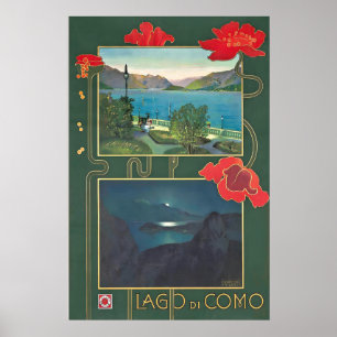 Póster Cartel de viaje vintage Lago Como Lombardía Italia