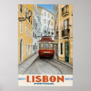Póster Cartel de viaje vintage Lisboa Portugal