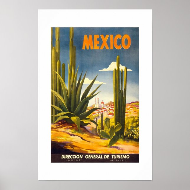 Póster Cartel de viaje vintage México (Frente)