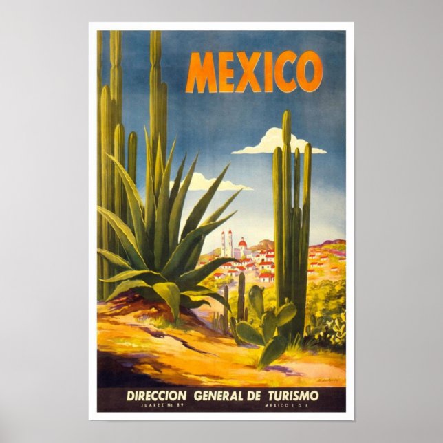 Póster Cartel de viaje vintage México 2 (Frente)