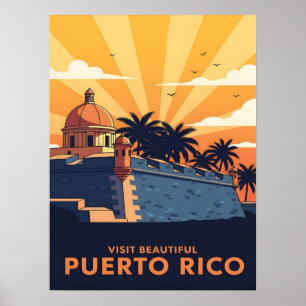 Póster Cartel de viaje vintage para Puerto Rico