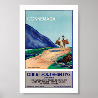 Póster Cartel de viaje vintage restaurado de Irlanda Conn