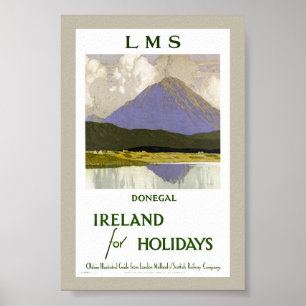 Póster Cartel de viaje vintage restaurado de Irlanda Done