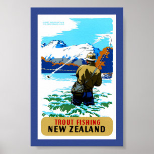 Póster Cartel de viaje vintage restaurado de Nueva Zeland