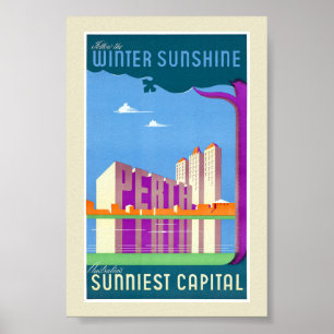 Póster Cartel de viaje vintage restaurado de Perth Austra