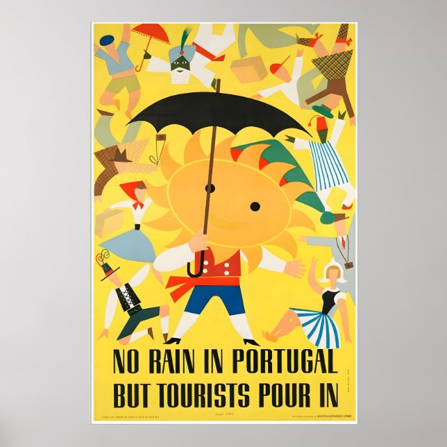 Póster Cartel de viaje vintage soleado de Portugal (Frente)
