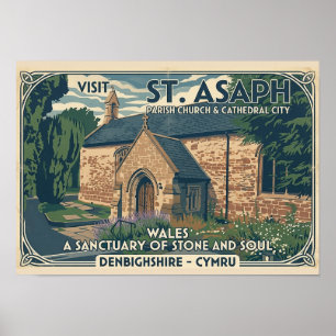 Póster Cartel de viaje vintage St Asaph Gales - Gales