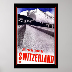 Póster Cartel de viaje vintage Suiza esquí