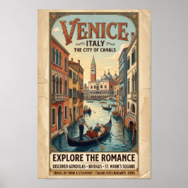 Póster Cartel de viaje vintage Venecia Italia