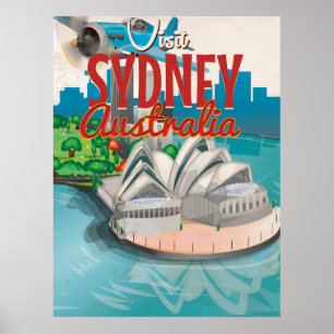 Póster Cartel de viaje vintage Vuela a Sydney, Australia