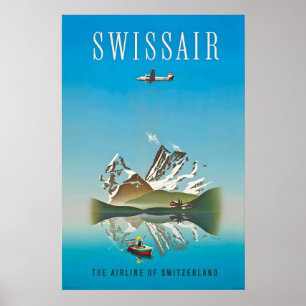 Póster Cartel de viaje vintage Zurich Ginebra Suiza