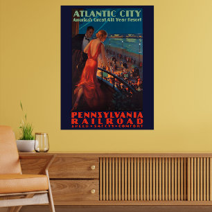 PÓSTER CARTEL DE VIAJES ANTIGUO DE PENNSYLVANIA RAILROAD