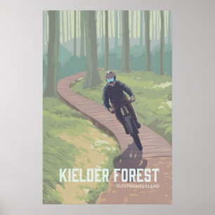 Póster Cartel de Viajes de Bicicleta de Montaña del Bosqu