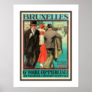 PÓSTER CARTEL DE VIAJES DE ÉPOCA 1925 PARA BRUXELLES