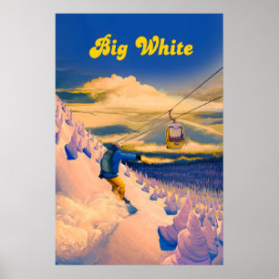 Póster Cartel de Viajes de Esquí de Gran Blanco