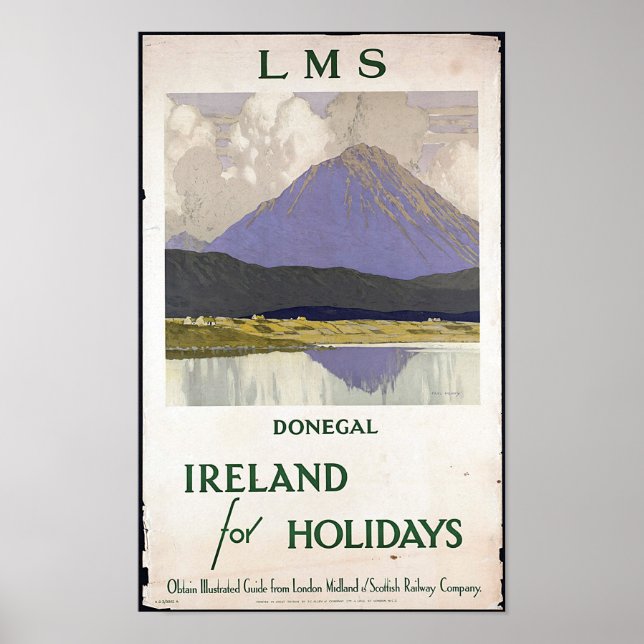 Póster Cartel de Viajes de Irlanda de Vintage (Frente)